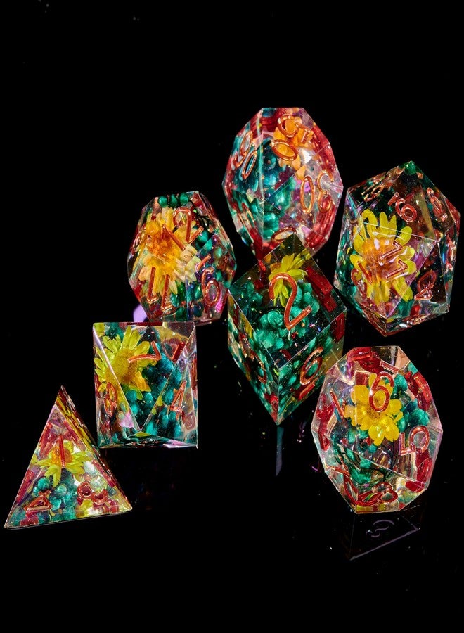 FugaCity DND Dice Set, Handmade Sharp Edge 7 Piece Resin Dice-Dungeons and Dragons Polyhedral Dice Set, D&D Dice Set with Gift Dice Case for RPG MTG Table Games - Image 2